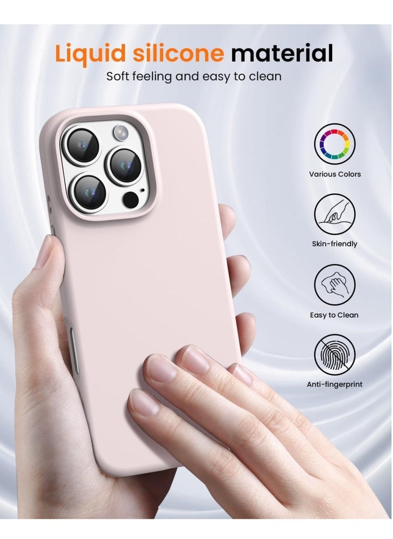 JAJEEK "Premium Soft Liquid Silicone Case for iPhone 16 Pro – Silky Soft Touch Full-Body Protective Bumper (Grey Pink)" - Image 3