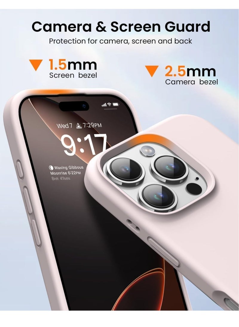 JAJEEK "Premium Soft Liquid Silicone Case for iPhone 16 Pro – Silky Soft Touch Full-Body Protective Bumper (Grey Pink)" - Image 4