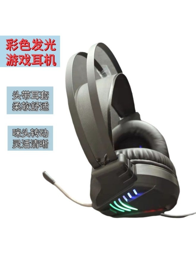 Office Home E-sports Game Headset Headset Headset Special Chicken-eating Colorful Luminous Wired Computer Headset - Image 4