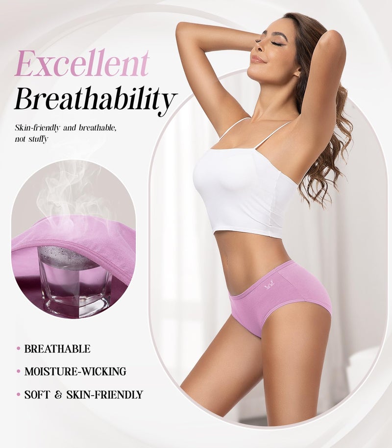 TANSTC Womens Underwear Low Waist Cotton Hipster Panties Full Coverage Stretch Briefs Breathable Panties 6 Pack - Image 4