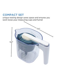 COOK WITH COLOR COOK WITH COLOR Measuring Cup Set - 9 PC. Nesting Stackable Liquid Measure Cup, Dry Measuring Cups and Spoons with Funnel and Scraper (Multi Colored)  - Image 2