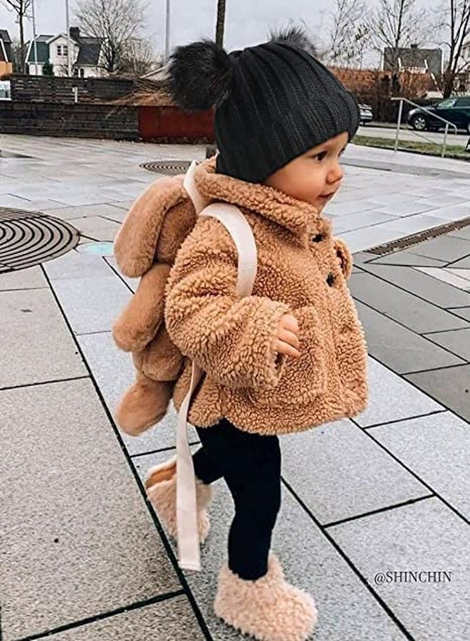 NIUE Toddler Double Pom Pom Beanie Kids Winter hat Warm Soft Toddler Cap Cute Kids Knitted Beanie for Baby Boys and Baby Girls (7-12Years) (Black) - Image 4