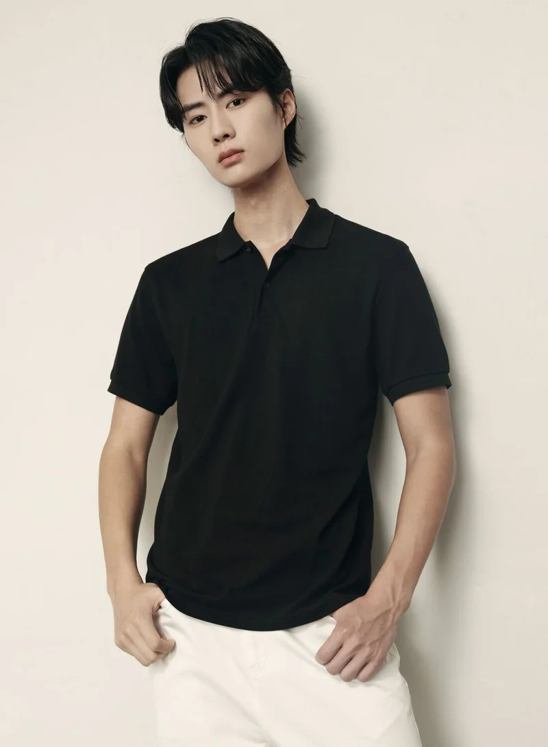 جيوردانو قميص بولو رجالي قطن بيكيه بأكمام قصيرة من مجموعة كوريا