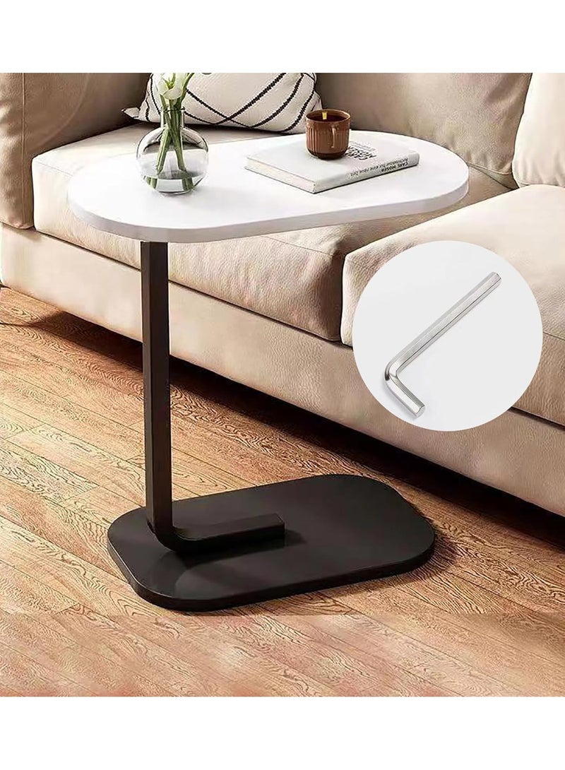 DubaiGallery Sofa Side End Table, Light Luxury Side Table Simple Corner Table Bedside Cabinet Metal Frame C Shaped Table for Sofa Bed Living Room Bedroom