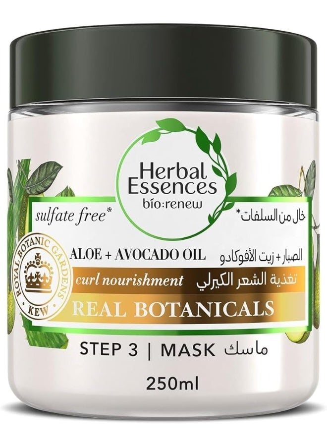 Herbal Essences Sulfate Free Aloe + Avocado Oil Hair Mask for Curl Moisturizing and Nourishment, 250 Ml - Image 1