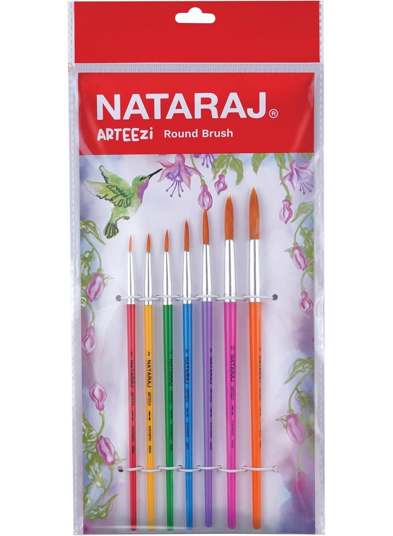 ناتاراج مجموعة فرش ناتاراج أرتيزي المستديرة - 7 قطع، شعيرات ناعمة للرسم السلس والأنشطة الفنية - Image 2