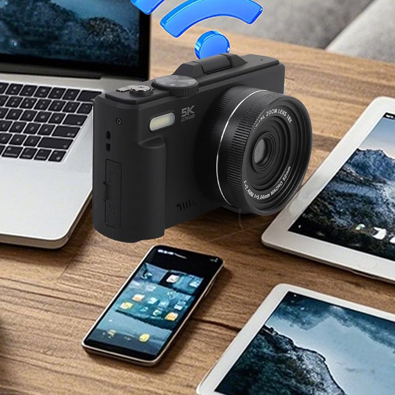 Bewinner 5K Digital Camera for Photography, UHD Autofocus WiFi 75 MP 180° Flip Screen 18X Zoom Compact Point Shoot Vlogging Camera, HD WiFi Compact Cameras for YouTube Travel (Black) - Image 2