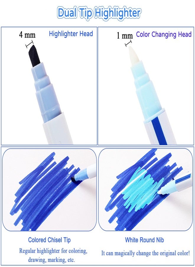 SAYEEC Magic Color Changing Markers, 12 Vibrant Colors Amazing Magic Highlighters, Double Sided Fun Fluorescent Drawing Marker Pens for DIY Cartoon Diary, Note Taking, Coloring Book, 3D Lettering - Image 3