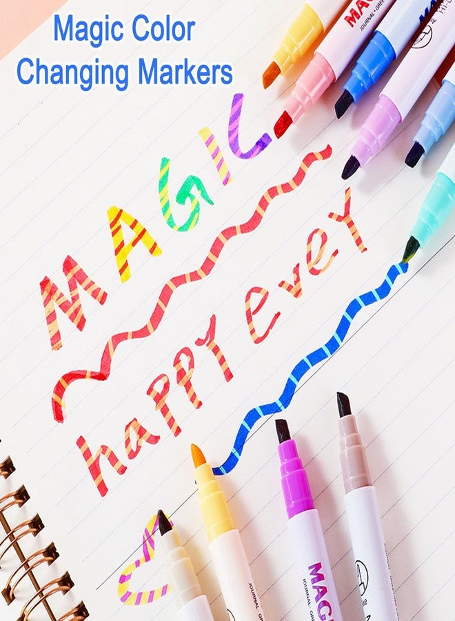 SAYEEC Magic Color Changing Markers, 12 Vibrant Colors Amazing Magic Highlighters, Double Sided Fun Fluorescent Drawing Marker Pens for DIY Cartoon Diary, Note Taking, Coloring Book, 3D Lettering - Image 5