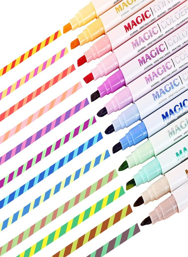 SAYEEC Magic Color Changing Markers, 12 Vibrant Colors Amazing Magic Highlighters, Double Sided Fun Fluorescent Drawing Marker Pens for DIY Cartoon Diary, Note Taking, Coloring Book, 3D Lettering - Image 1