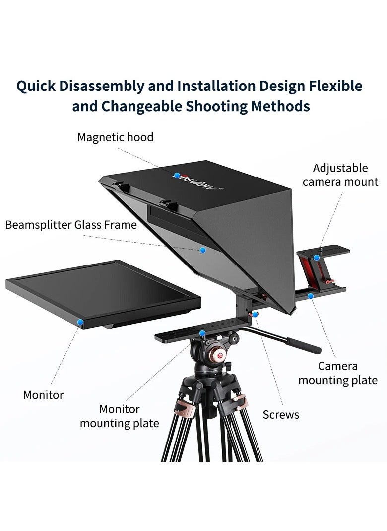 Desview T20 20 inch Foldable Large Screen Broadcast Teleprompter for Live Streaming Video Recording Horizontal Vertical Shooting - pzsku/Z826D281B72D050F7618DZ/45/_/1739802095/7bb8af00-6923-4279-a66c-bf46afabf9d8