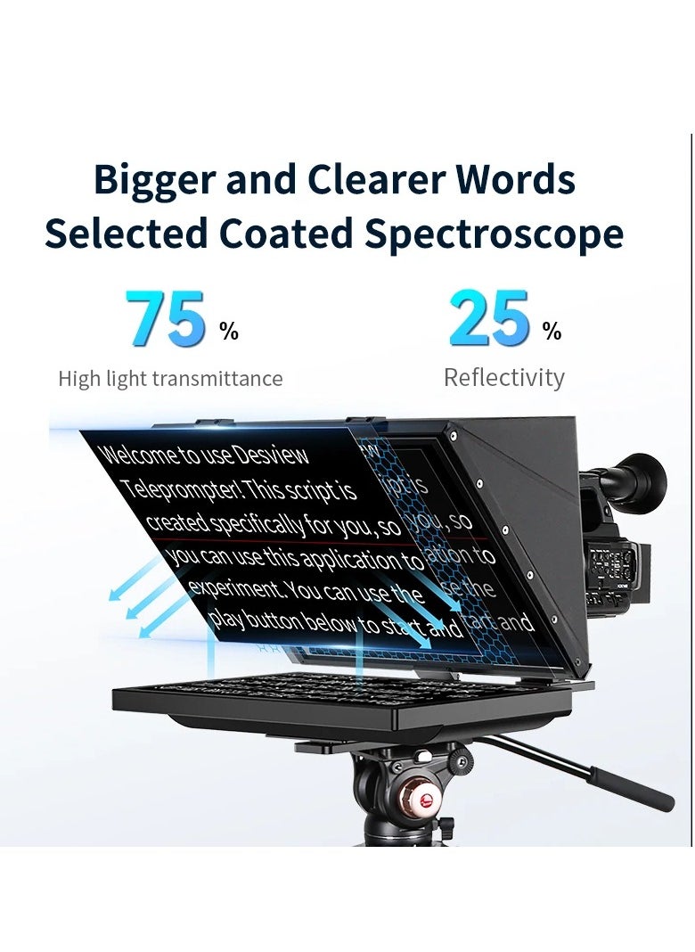 Desview T20 20 inch Foldable Large Screen Broadcast Teleprompter for Live Streaming Video Recording Horizontal Vertical Shooting - pzsku/Z826D281B72D050F7618DZ/45/_/1739802350/0a84dd8c-0f88-446c-9875-661d64c1f184