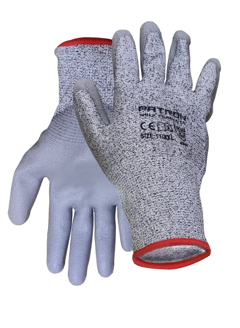 Patron Grey Cut Resistant Gloves Food Grade Safety Cut Gloves For Meal Prep Crafts And Outdoors - Level 5 Protection From Knives Vegetable Peelers Graters - Fits Both Hand - Pack Of 1 Pair  - Image 1