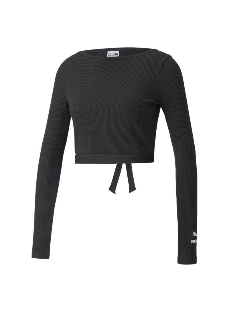 بوما توب Classics Ribbed Long Sleeve للنساء  - Image 1