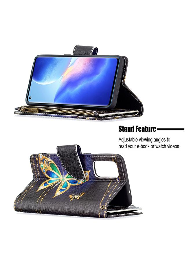 S-TOP Case For OPPO Reno5 5G Colored Drawing Pattern Zipper Horizontal Flip Leather Case with Holder & Card Slots & Wallet - Image 4