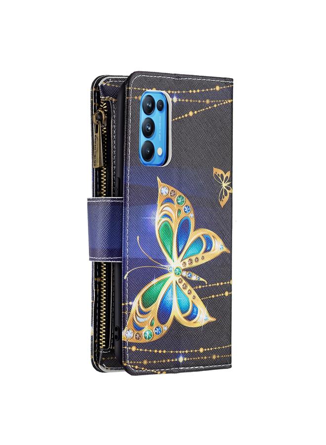 S-TOP Case For OPPO Reno5 5G Colored Drawing Pattern Zipper Horizontal Flip Leather Case with Holder & Card Slots & Wallet - Image 3