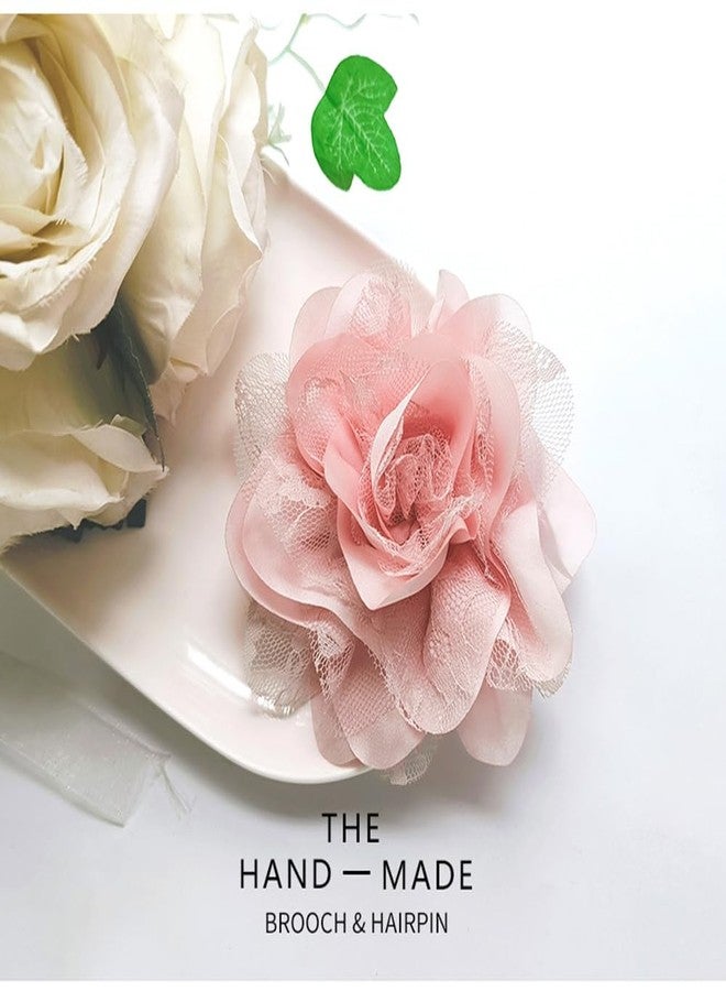 OIDIMS بروش زهرة وردة كبيرة جدًا 11 سم، دبابيس طية صدر السترة، مشابك شعر أنيقة من قماش الساتان والدانتيل، بروش زهرة كاميليا كبير للنساء، إكسسوارات ملابس حفلات الزفاف والرقص، 1 - Image 4