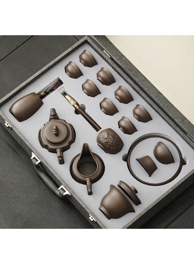 Bw Zisha Tea Set Home Brewing Teapot Tea Cups Complete 15-piece Set With Pixiu For Housewarming Gift - Image 1