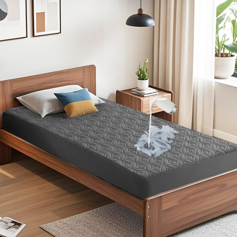 BEDLORE Waterproof Mattress Protector Twin Size Mattress Pad with Deep Pocket 615 Depth Soft Breathable DirtProof Single Bed Mattress Cover for Bedroom Dorm Room Gray