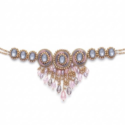 SANJOYA by EVERSTYLISH Embroidered Choker Necklace for Women | Stone, Beads & Glass Drop Statement Neckpiece | Ethnic Jewelry for Weddings, Festivals & Special Occasions - Image 1