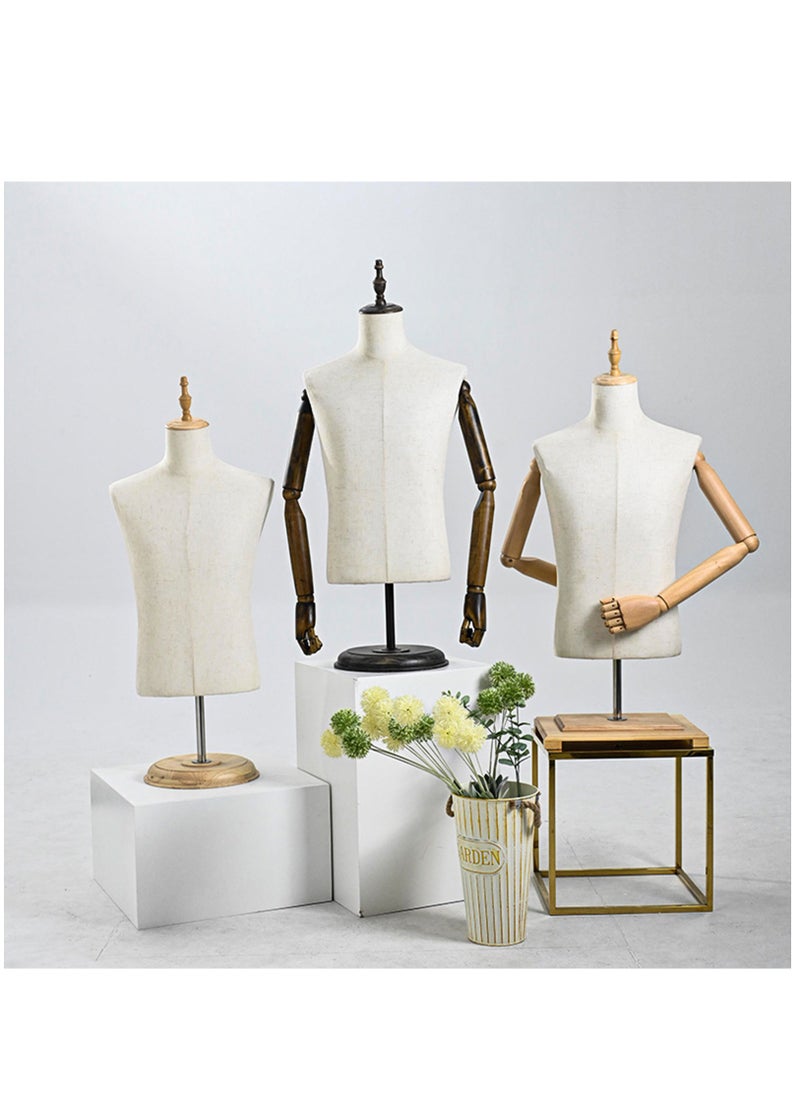 Male Mannequin Dress Form Torso, Display Mannequin Body, Wooden Hands, for Dress Jewelry Display