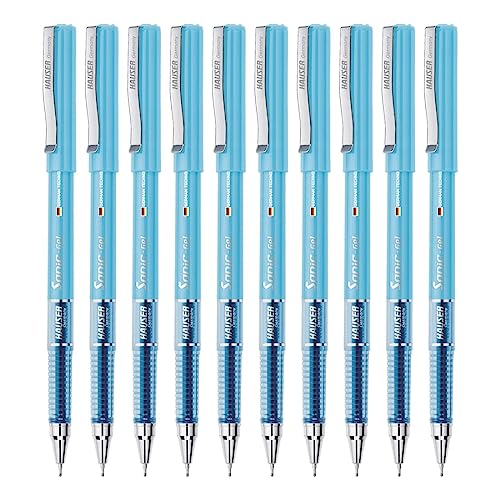 Hauser Sonic 0.55mm Gel Pen Blister Pack | Attractive Foiled Body | Stylish Metal Clip | Refillable & Waterproof Gel Ink | German Technology For Smooth & Effortless Writing | Blue Ink, Set of 10 Pens - Image 2