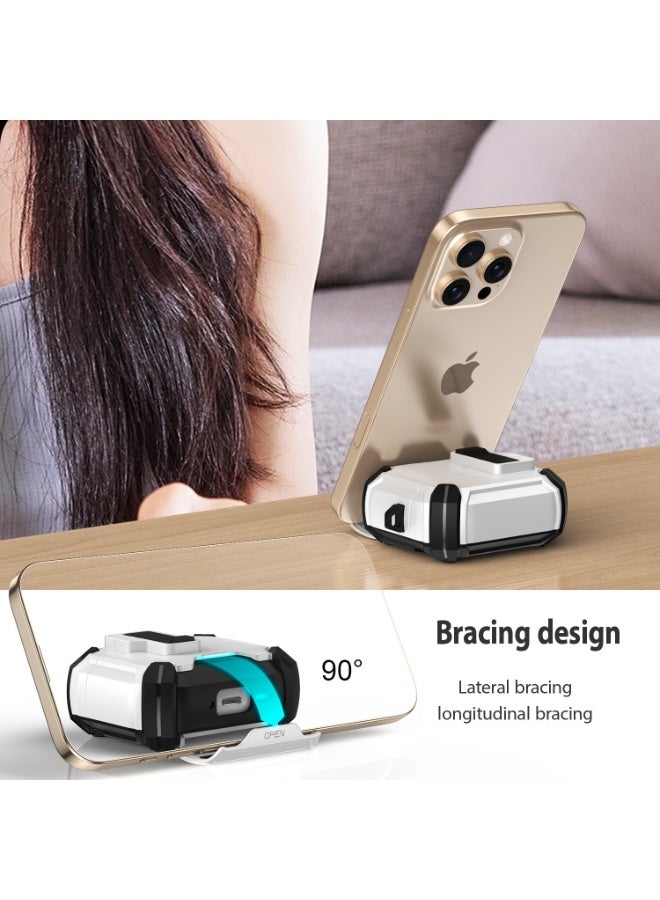 كيلا غطاء لسماعات AirPods الجيل الرابع من AirPods، غطاء متعدد الوظائف لسماعات الرأس، قفل مغناطيسي تلقائي، منفذ شحن مقاوم للغبار وتصميم حامل مع منظف لسماعات AirPods 4 2024، أبيض ثلجي - Image 5