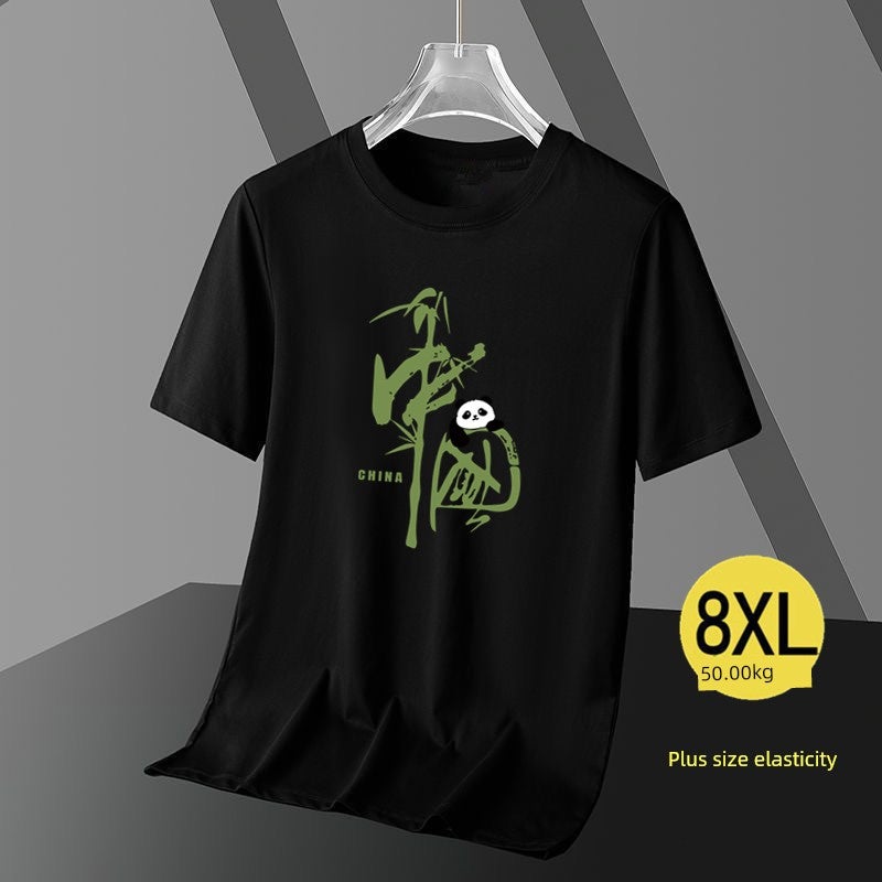 summer plus size short-sleeved men's t-shirt summer thin fat loose elastic breathable half-sleeved top worn as a base T-shirt - Image 3