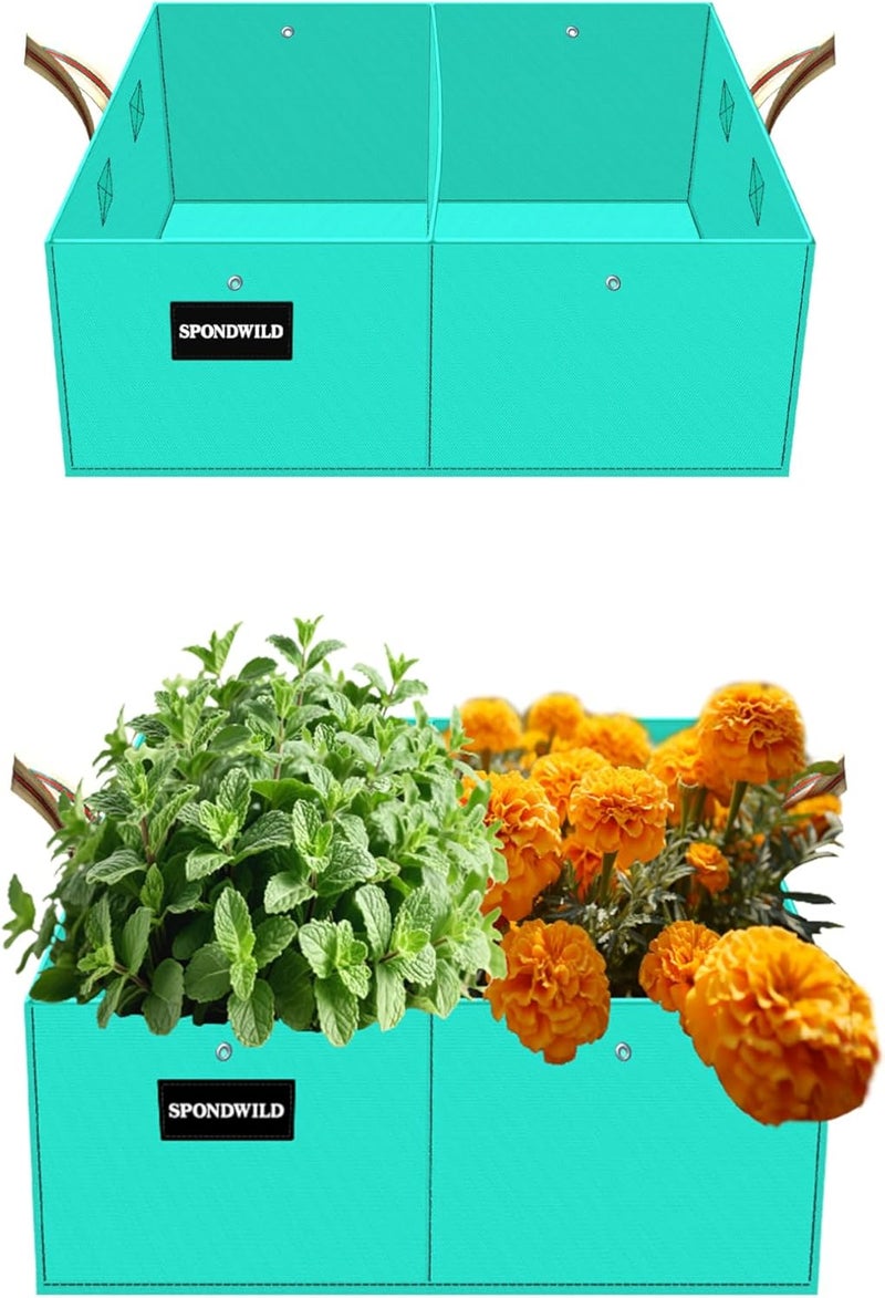 SPONDWILD 2 Pcs 8 Gallon Rectangle Grow Bags for Growing Potatoes, PE Pots Potato Pots Growing Containers Potato Planter Potato Planter for Growing Potatoes, Green - Image 1