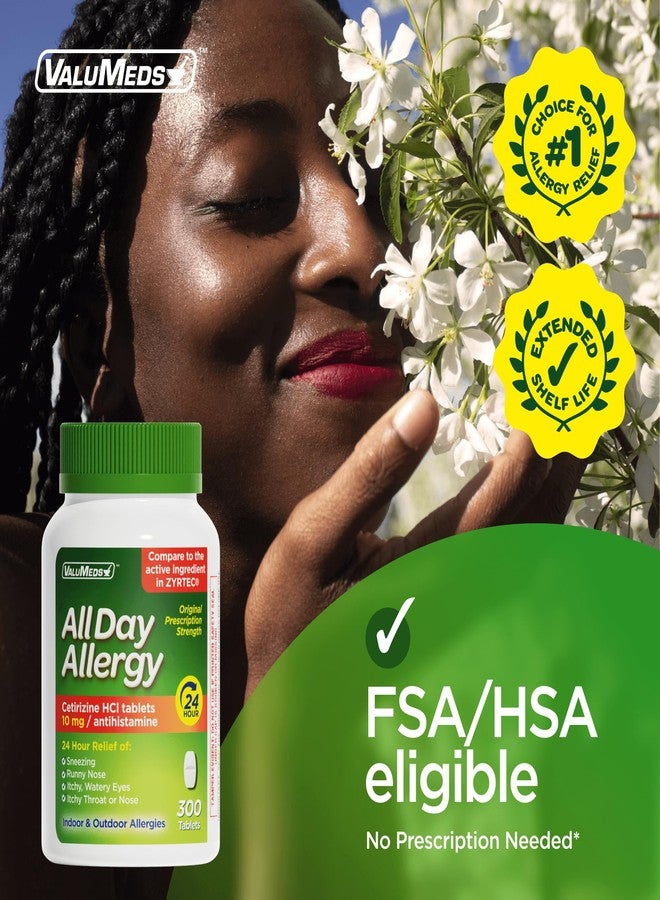 ValuMeds 24-Hour Allergy Medicine Antihistamine for Pollen, Hay Fever, Dry, Itchy Eyes, Allergies | Cetirizine HCl 10mg Caplets, Compare to Leading Brand (300 Count) - Image 5