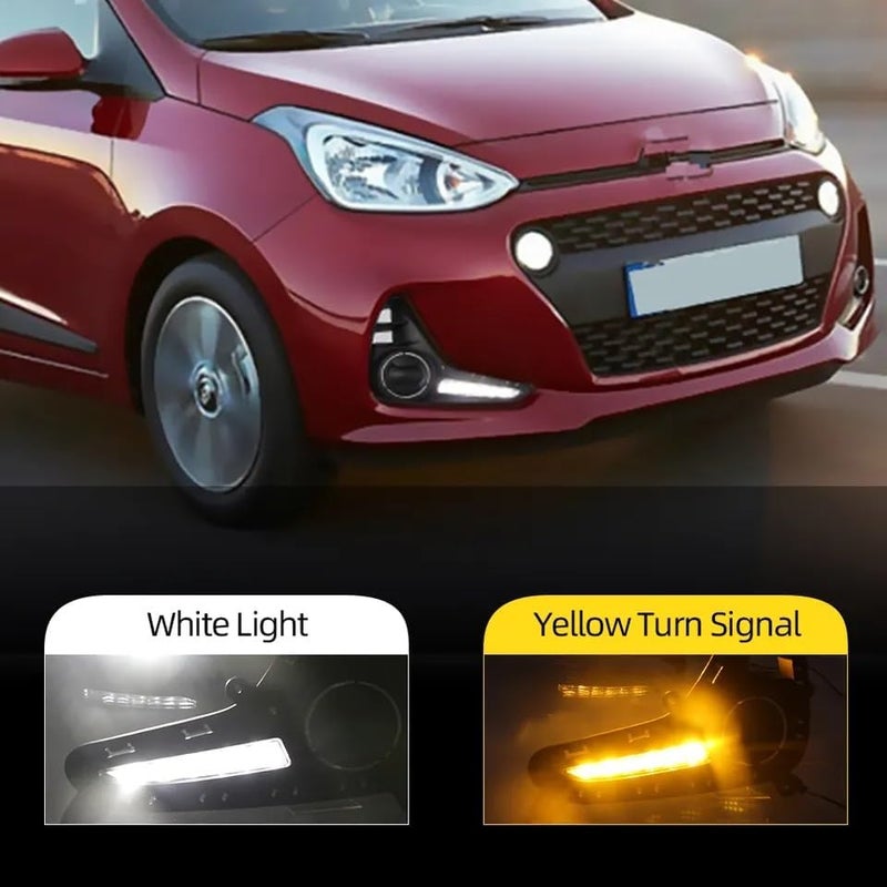KD K D DRL Fog Lamp Cover with Turn Indicator for Hyundai Grand i10 Type 2 2016-2019 - Image 3
