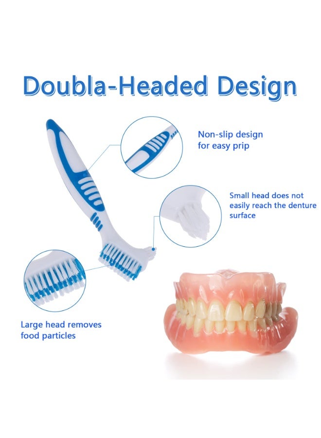 Chabeia 2 Pcs Denture Brush With White Carrying Case, False Teeth Toothbrush, Multi-Layered Bristles with Ergonomic Rubber Handle, for Dentures Cleaning（Green & Purple） - Image 5