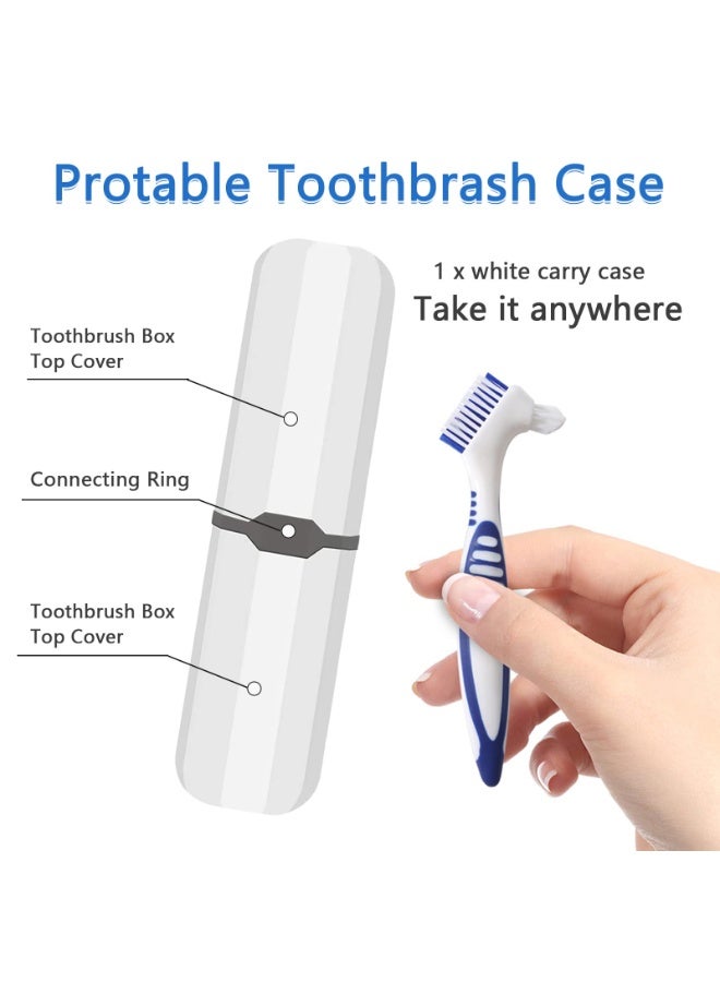 Chabeia 2 Pcs Denture Brush With White Carrying Case, False Teeth Toothbrush, Multi-Layered Bristles with Ergonomic Rubber Handle, for Dentures Cleaning（Green & Purple） - Image 3
