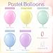 awenztech 60pcs Pastel Balloons 12inch Pastel Color Balloons with Light Pink Green Yellow Blue Purple Balloon for Easter Rainbow Baby Shower Birthday Party Decorations - Image 4