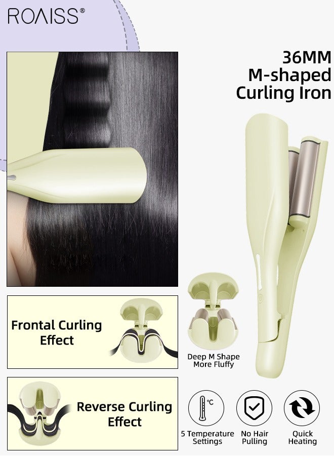 رويس حديد تجعيد على شكل حرف M مقاس 36 مم، أداة تجعيد الشعر على شكل بيضة فرنسية رومانسية، حديد تمويج الشعر من السيراميك بدرجة حرارة 5 مناسبة لجميع أنواع الشعر القصير والشعر المتوسط والشعر الطويل - Image 1