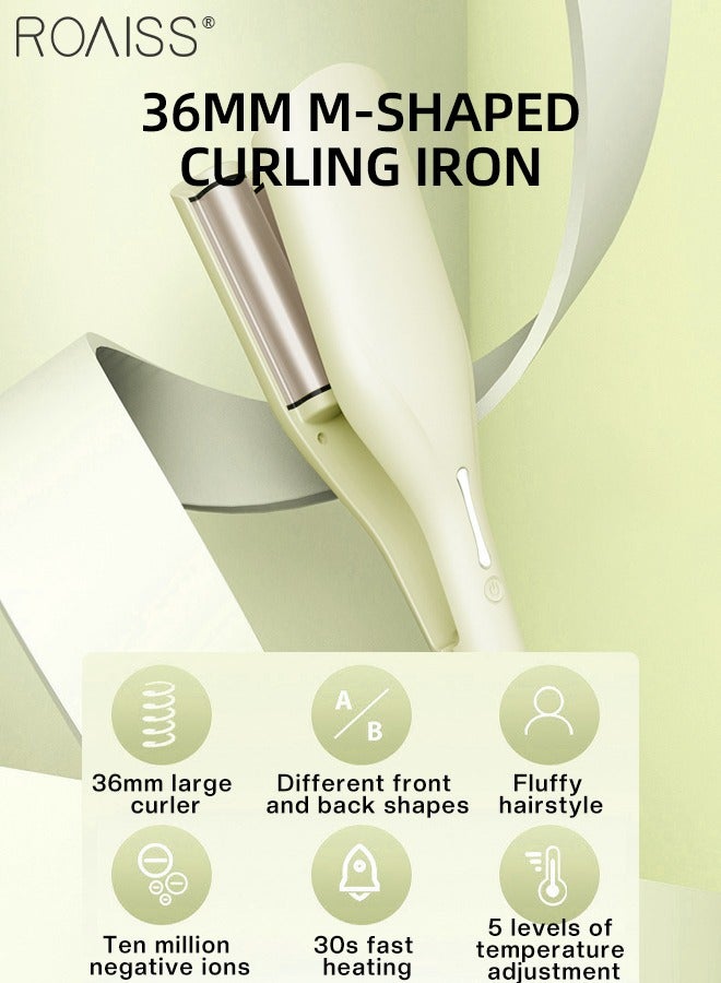 رويس حديد تجعيد على شكل حرف M مقاس 36 مم، أداة تجعيد الشعر على شكل بيضة فرنسية رومانسية، حديد تمويج الشعر من السيراميك بدرجة حرارة 5 مناسبة لجميع أنواع الشعر القصير والشعر المتوسط والشعر الطويل - Image 5