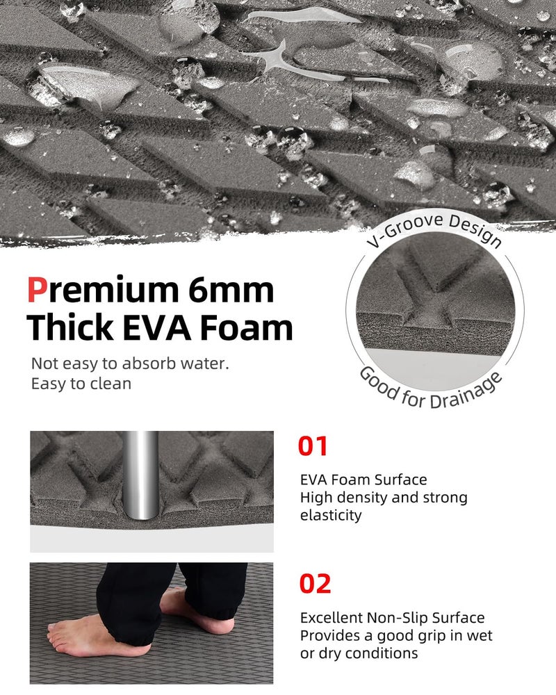 Abahub EVA Foam Boat Decking 48''x16'' Non-Slip Surfboard Traction Pad Grip Mat Self-Adhesive Trimmable Flooring Sheet for Boats SUP Board Kayak Surfing Gray - Image 3