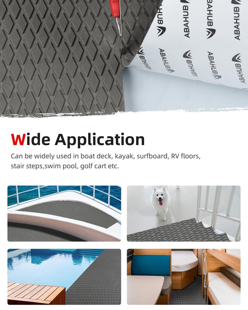 Abahub EVA Foam Boat Decking 48''x16'' Non-Slip Surfboard Traction Pad Grip Mat Self-Adhesive Trimmable Flooring Sheet for Boats SUP Board Kayak Surfing Gray - Image 5