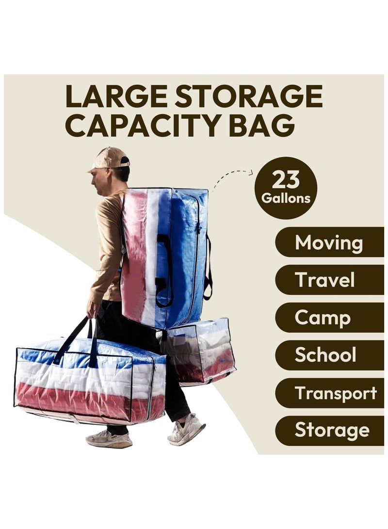 NANAO 3-Pack XL Clear Moving Bags with Backpack Straps, Strong Handles, Zippers | Space-Saving, Heavy-Duty Storage Totes for Moving, Camping, Travel | 74x34x36cm - Image 4