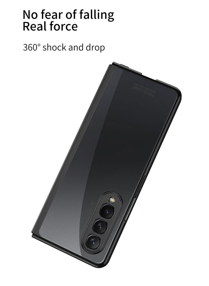 LEEKA حافظة فاخرة نحيفة وغطاء كامل لهاتف سامسونج جالاكسي Z فولد 3 حافظة مضادة للخبط من البلاستيك غير اللامع غطاء بتصميم جديد 2023 لهاتف سامسونج جالاكسي Z فولد 3 - Image 4