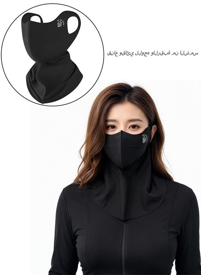 Unisex Ice Silk Sun Protection Face Neck Mask,UPF 50+ Anti‑UV Cooling Outdoor Veil with Ear Loops,Breathable Open‑Mouth Design for Hiking Fishing Cycling Commuting - Image 1