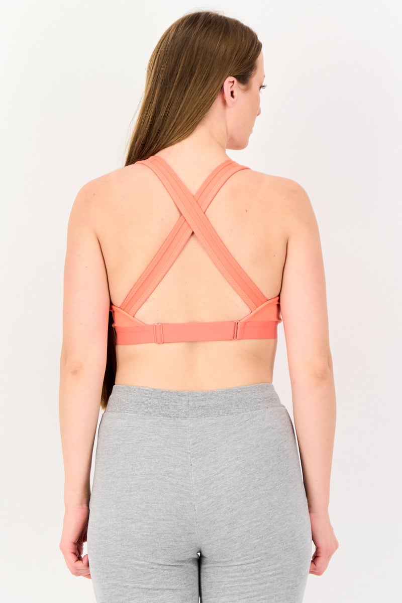 Nike Women Brand Logo Non Padded Sports Bra, Coral - Image 3