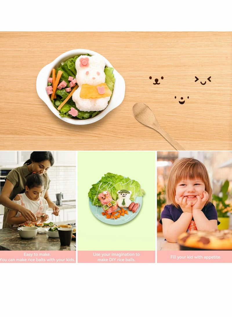 Zikra Rice Ball Mold, Cute Rabbit Bear Pattern Making Tool for Kids, Cartoon Kitchen Party Sushi Mold DIY Lunch Bento 6 Pcs - Image 2
