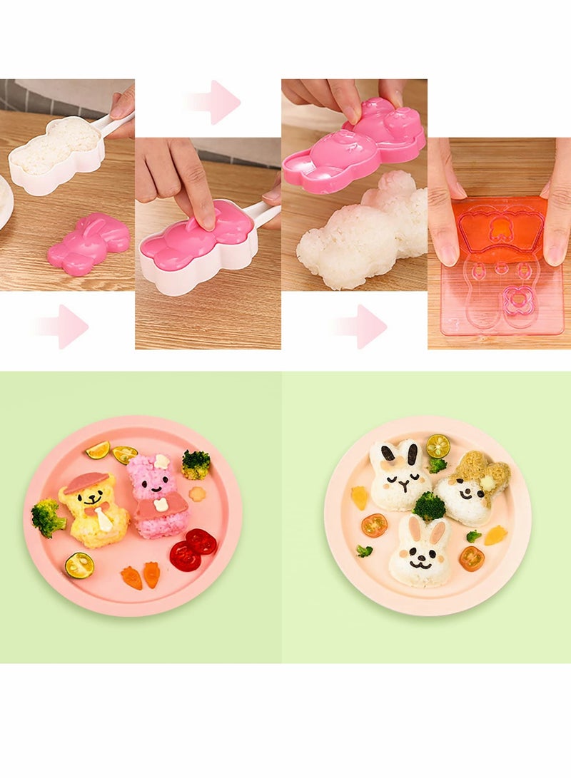 Zikra Rice Ball Mold, Cute Rabbit Bear Pattern Making Tool for Kids, Cartoon Kitchen Party Sushi Mold DIY Lunch Bento 6 Pcs - Image 4