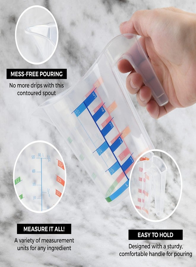 Tribello Measuring Cup Set 1 Cup and 1 Quart Plastic, With Easy To Read Measurements - BPA Free - 16oz & 32oz Liquid Measuring Cup - Spout Top for Pouring - Image 3