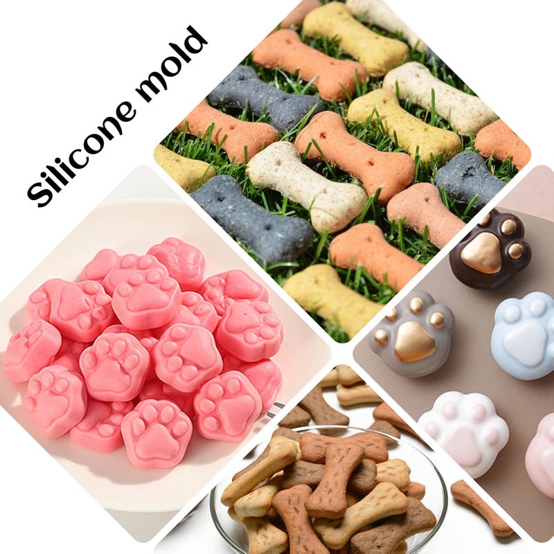 Ecerangus 2 PCS Mini Silicone Molds, 106 Cavity Dog Bone + 69 Cavity Paw Mold for Baking Biscuits, Cookies, Candy, Chocolate, Jelly Pet Dog Treats - Image 4