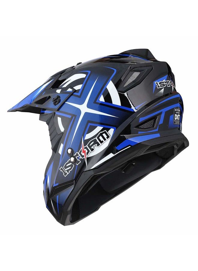 1Storm Adult Motocross Helmet BMX MX ATV Dirt Bike Helmet Racing Style HF801; Sonic Blue - Image 1