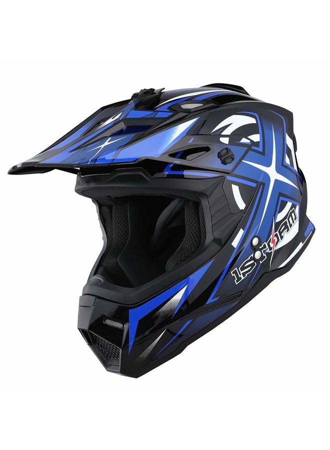 1Storm Adult Motocross Helmet BMX MX ATV Dirt Bike Helmet Racing Style HF801; Sonic Blue - Image 2