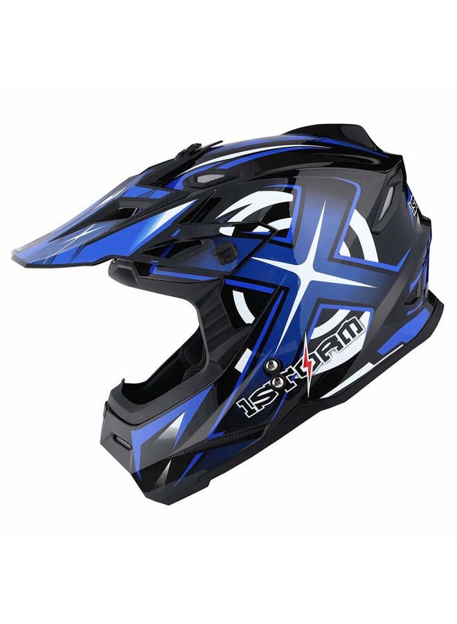1Storm Adult Motocross Helmet BMX MX ATV Dirt Bike Helmet Racing Style HF801; Sonic Blue - Image 3
