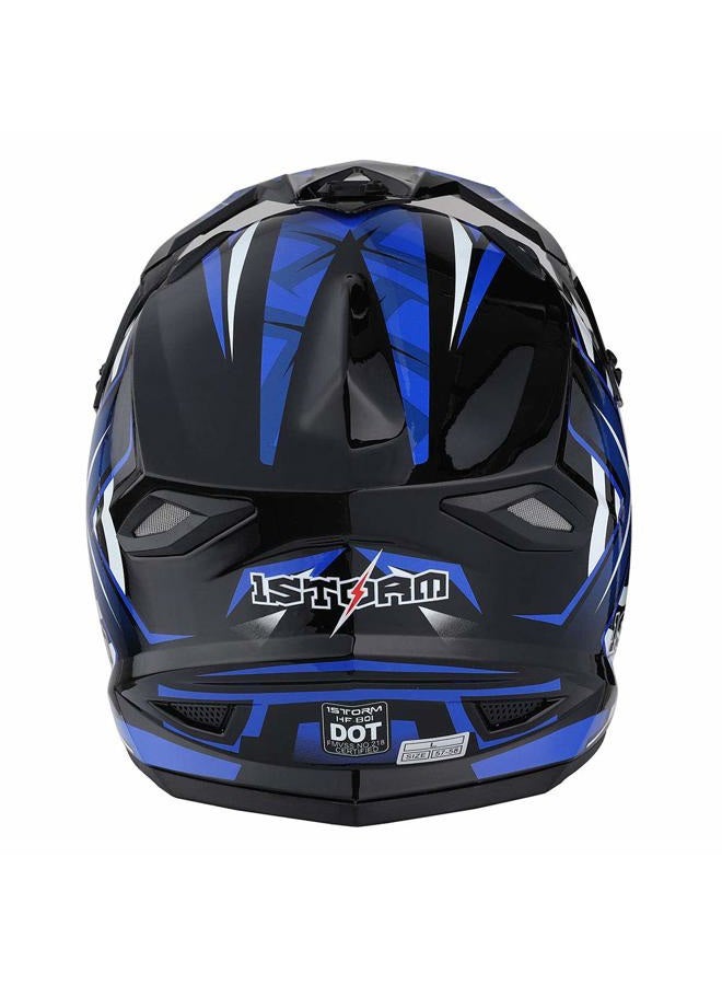 1Storm Adult Motocross Helmet BMX MX ATV Dirt Bike Helmet Racing Style HF801; Sonic Blue - Image 5